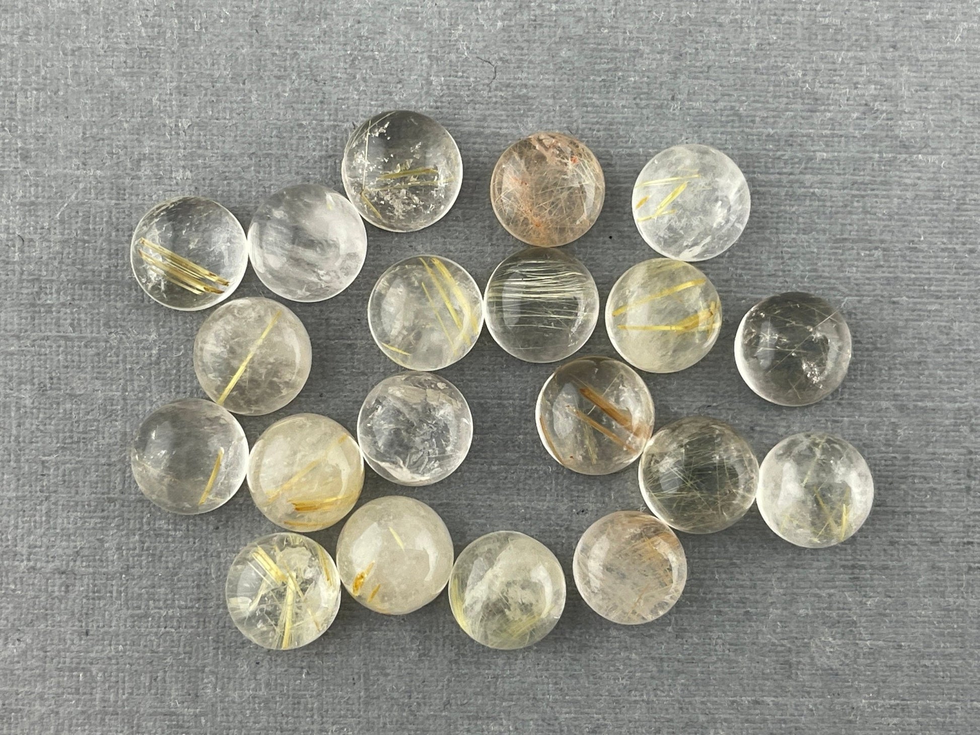 Gold Rutile Quartz Round Cabachons | Natural Loose Gemstone | QU516 - Gem Enthusiast