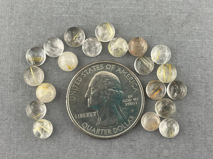 Gold Rutile Quartz Round Cabachons | Natural Loose Gemstone | QU516 - Gem Enthusiast