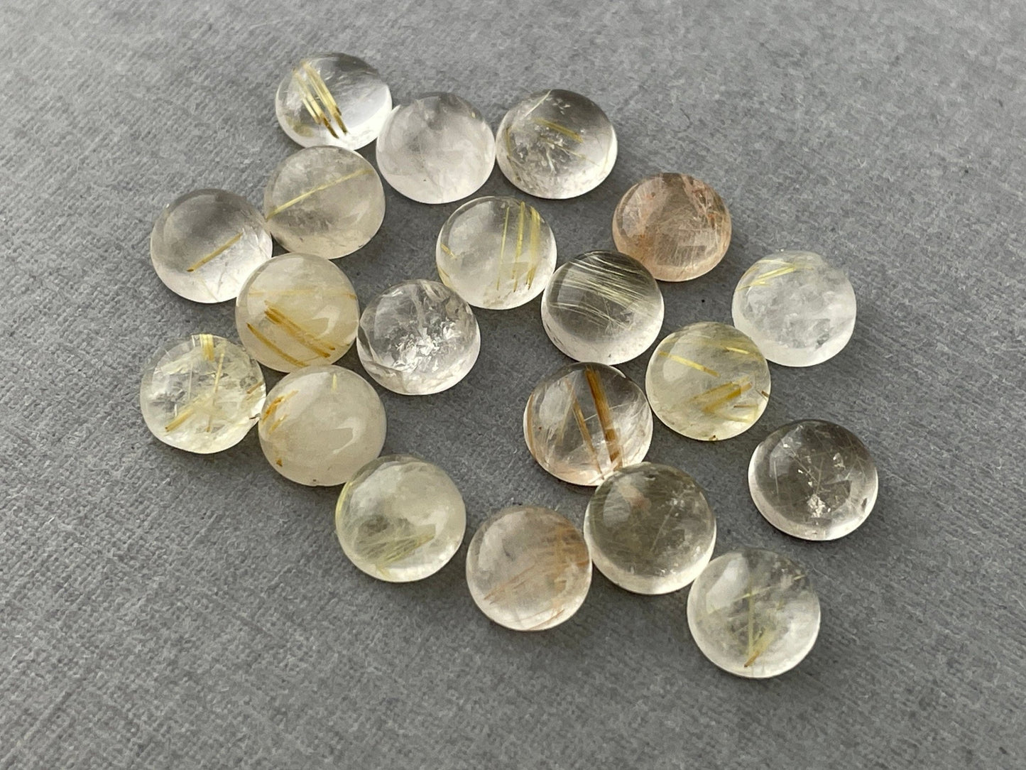 Gold Rutile Quartz Round Cabachons | Natural Loose Gemstone | QU516 - Gem Enthusiast