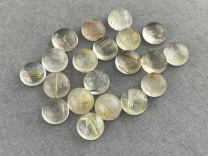 Gold Rutile Quartz Round Cabachons | Natural Loose Gemstone | QU516 - Gem Enthusiast