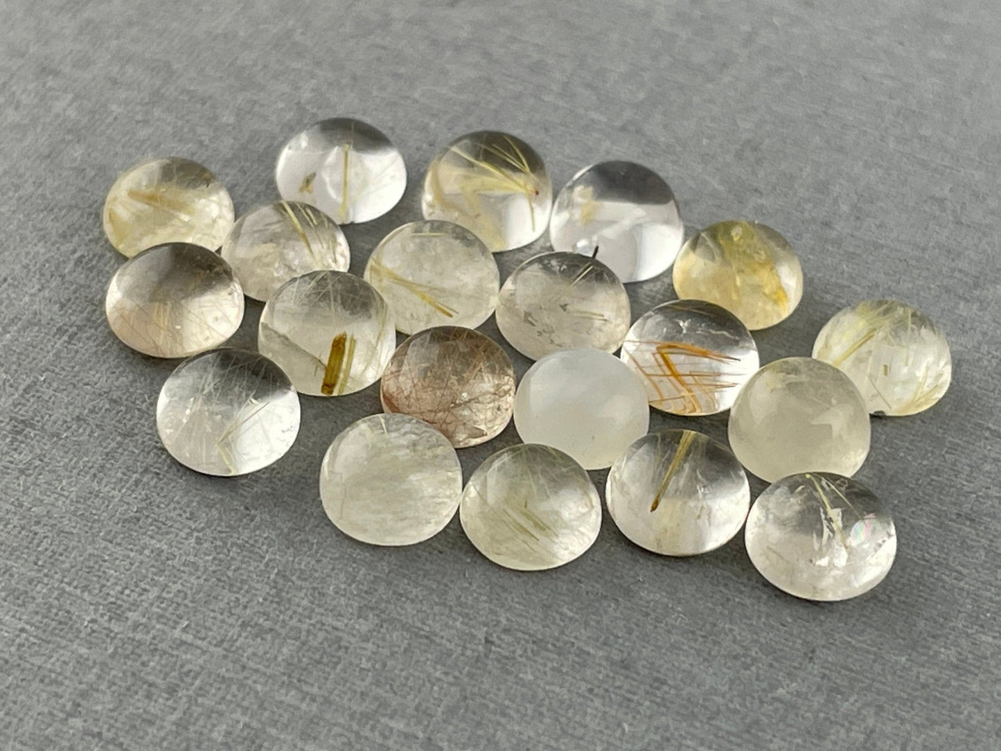 Gold Rutile Quartz Round Cabochon Lot | 6.2mm | Natural Loose Gemstone | QU517 - Gem Enthusiast