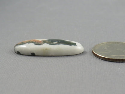 Green and Orange Moss Agate Oval | Cabochon for Setting | 24x14mm, 21ct | AG333 - Gem Enthusiast