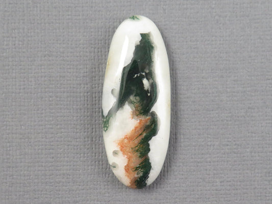 Green and Orange Moss Agate Oval | Cabochon for Setting | 24x14mm, 21ct | AG333 - Gem Enthusiast