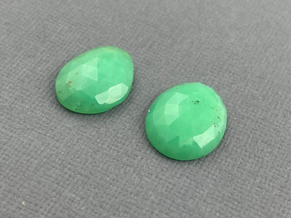 Green Chrysoprase Rose Cut Pair | Chalcedony Gemstones | 9 carats | CY127 - Gem Enthusiast