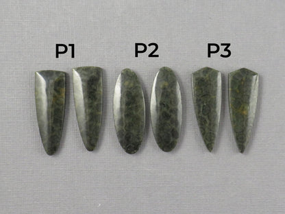 Green Fossilized Coral Cabochon Pairs | Agatized Fossil Coral | 36mm, avg 31ct | Per Pair | Indonesia | FC116 - Gem Enthusiast
