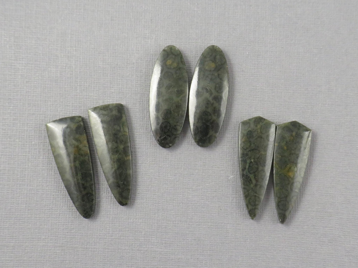 Green Fossilized Coral Cabochon Pairs | Agatized Fossil Coral | 36mm, avg 31ct | Per Pair | Indonesia | FC116 - Gem Enthusiast
