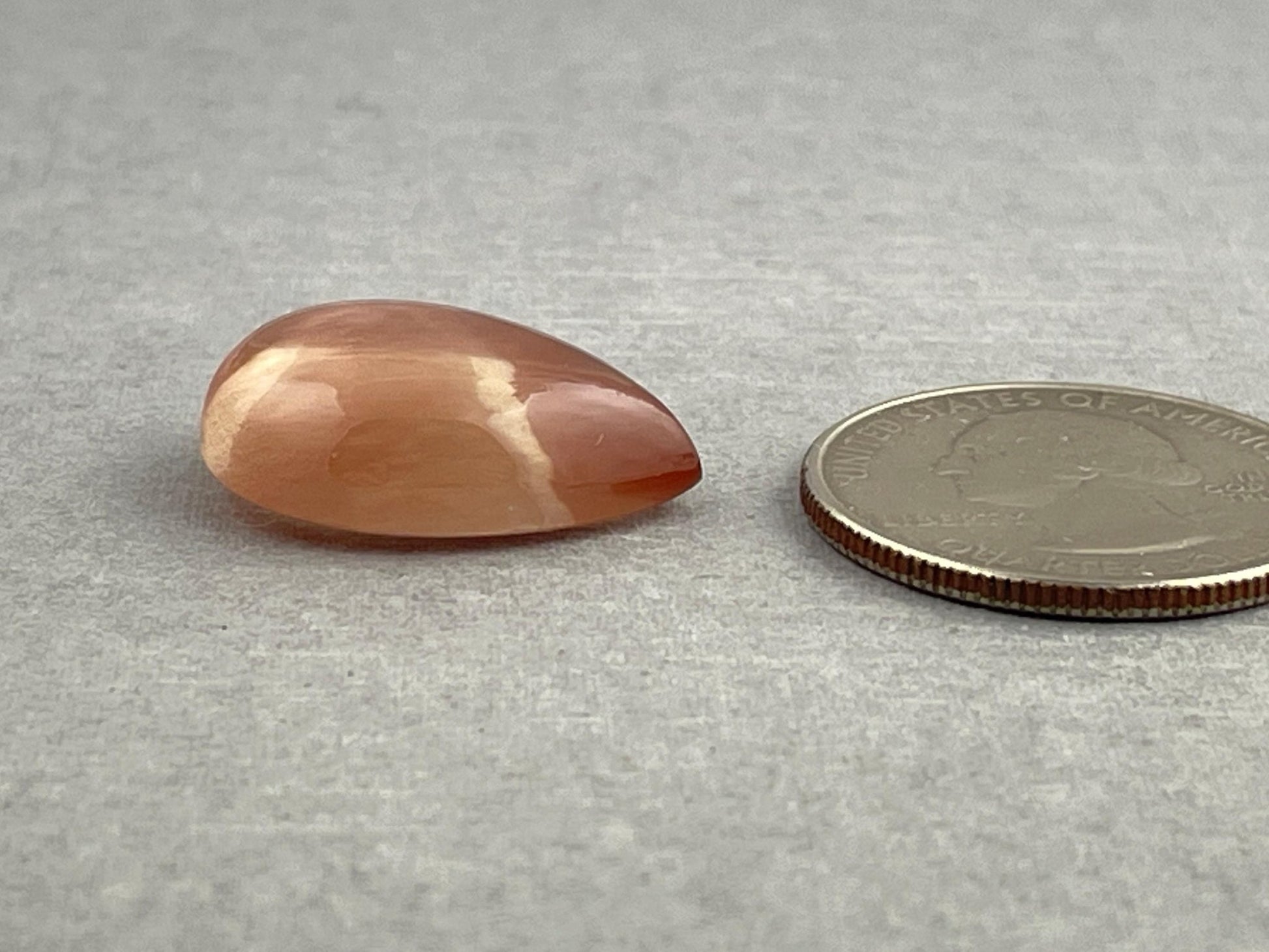 HUGE Oregon Sunstones Pear Cabochon | Beautiful Schiller | 19.36 carats | OSC290 - Oregon Sunstone - Gem Enthusiast