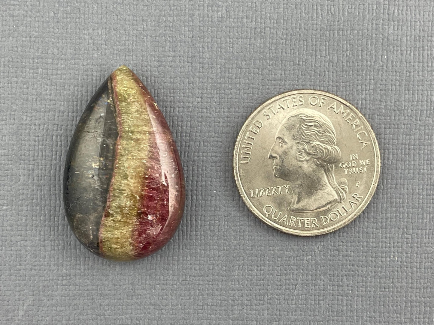 HUGE TriColor Tourmaline Pear Cabochon | Natural Gemstones | 31x19 mm | 34.4 cts | TO551 - Gem Enthusiast