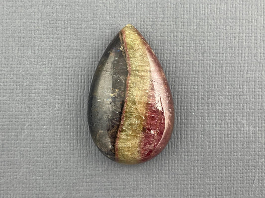 HUGE TriColor Tourmaline Pear Cabochon | Natural Gemstones | 31x19 mm | 34.4 cts | TO551 - Gem Enthusiast