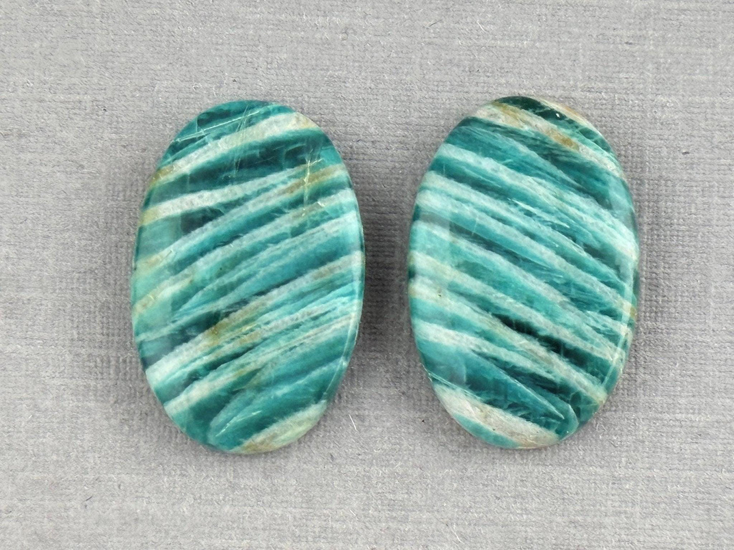 Amazonite Matched Pair Oval Cabochons | Natural Loose Gemstone | AMZ224 - Amazonite - GemEnthusiast