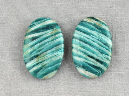 Amazonite Matched Pair Oval Cabochons | Natural Loose Gemstone | AMZ224 - Amazonite - GemEnthusiast