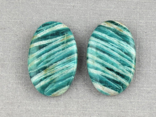 Amazonite Matched Pair Oval Cabochons | Natural Loose Gemstone | AMZ224 - Amazonite - GemEnthusiast