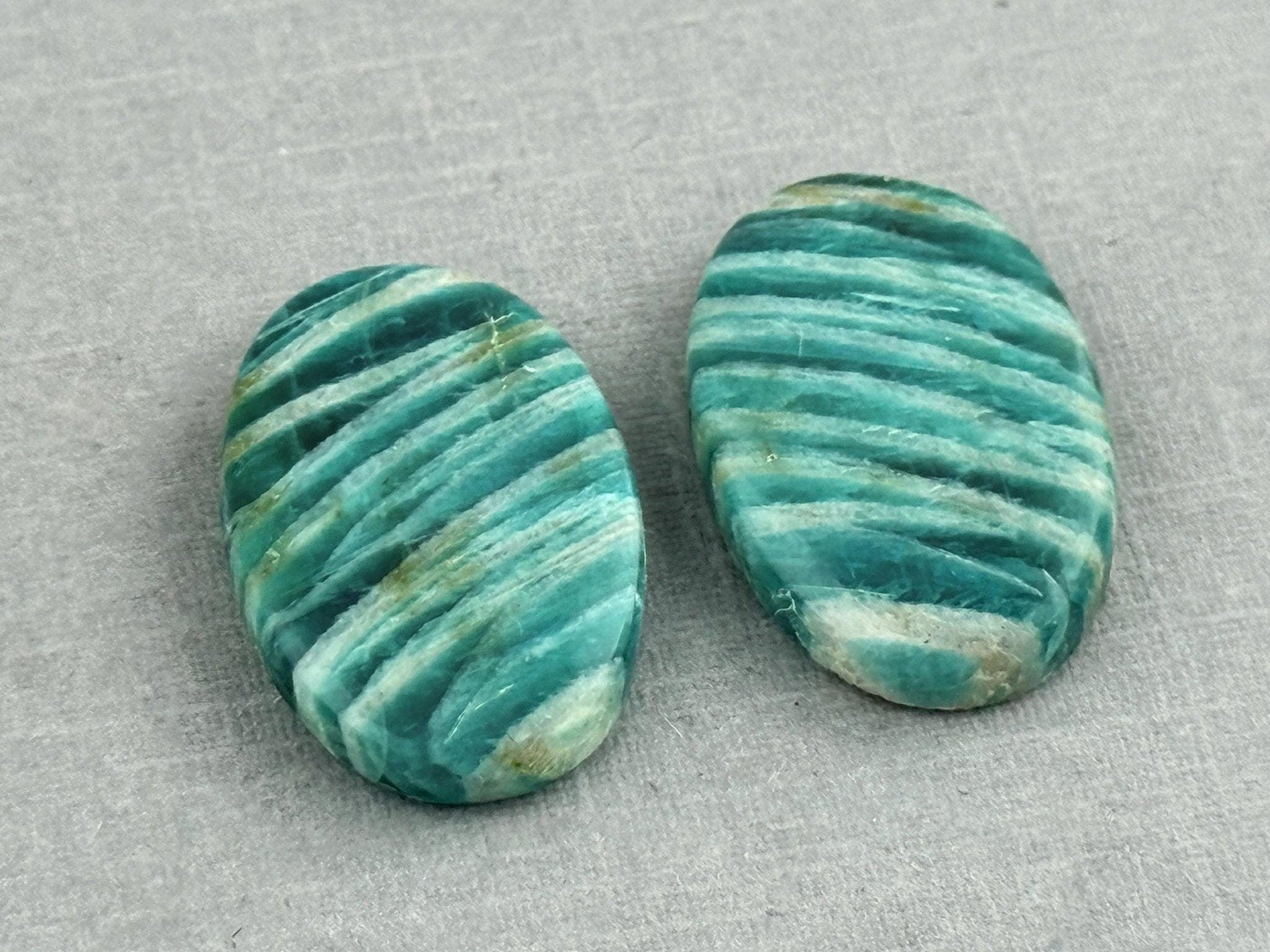 Amazonite Matched Pair Oval Cabochons | Natural Loose Gemstone | AMZ224 - Amazonite - GemEnthusiast