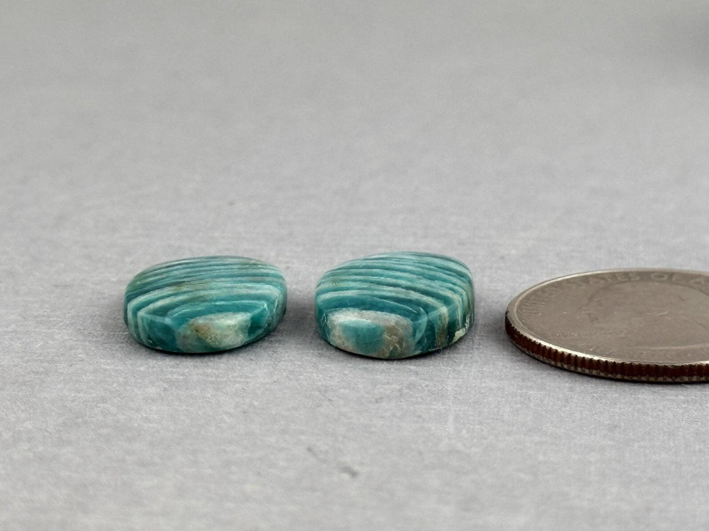 Amazonite Matched Pair Oval Cabochons | Natural Loose Gemstone | AMZ224 - Amazonite - GemEnthusiast