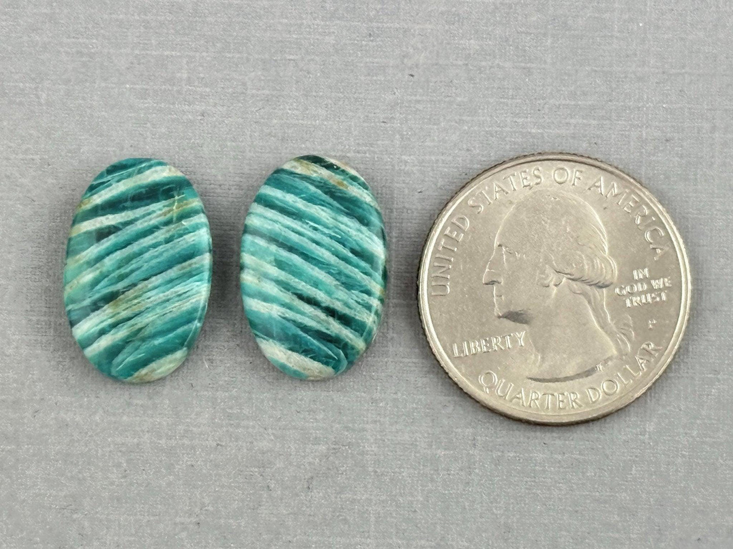 Amazonite Matched Pair Oval Cabochons | Natural Loose Gemstone | AMZ224 - Amazonite - GemEnthusiast