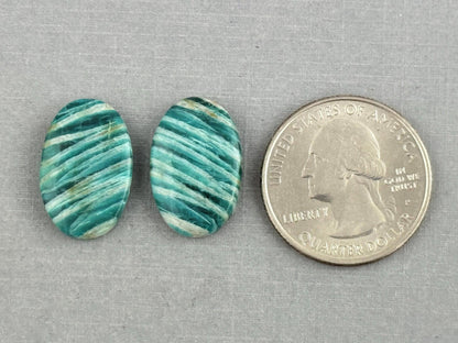 Amazonite Matched Pair Oval Cabochons | Natural Loose Gemstone | AMZ224 - Amazonite - GemEnthusiast
