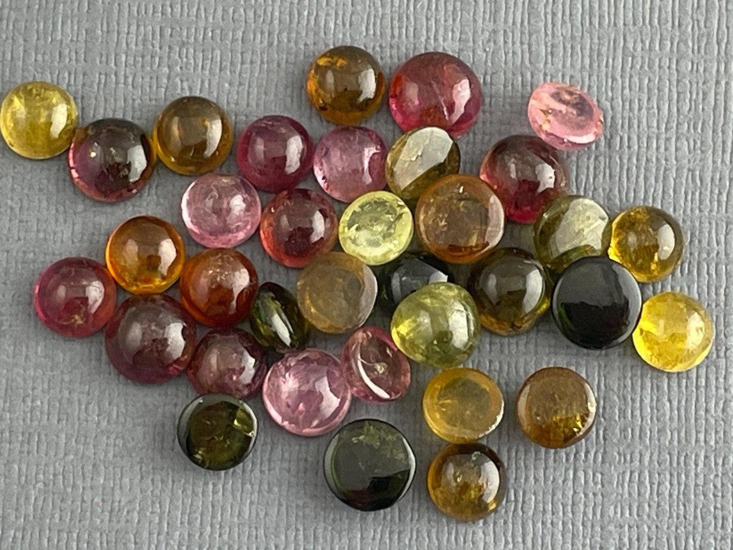 5-6mm Tourmaline Cabochons | Multi-Color | 41 carats | TO223 - Tourmaline - GemEnthusiast