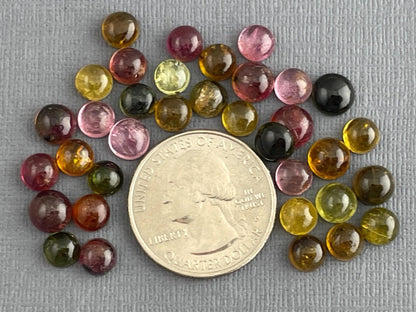 5-6mm Tourmaline Cabochons | Multi-Color | 41 carats | TO223 - Tourmaline - GemEnthusiast