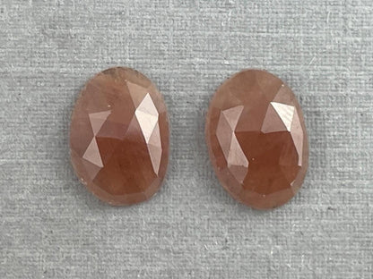 Peach Sapphire Rose Cut Pair | 11mm x 8mm | Natural Gemstones | SP542 - Sapphire - GemEnthusiast