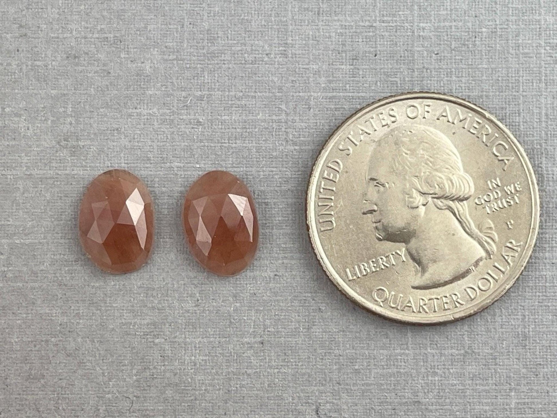 Peach Sapphire Rose Cut Pair | 11mm x 8mm | Natural Gemstones | SP542 - Sapphire - GemEnthusiast