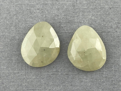 Cream Yellow Sapphire Rose Cut Pair | 13.5x11mm | Natural Loose Gemstones | SP501 - Sapphire - GemEnthusiast