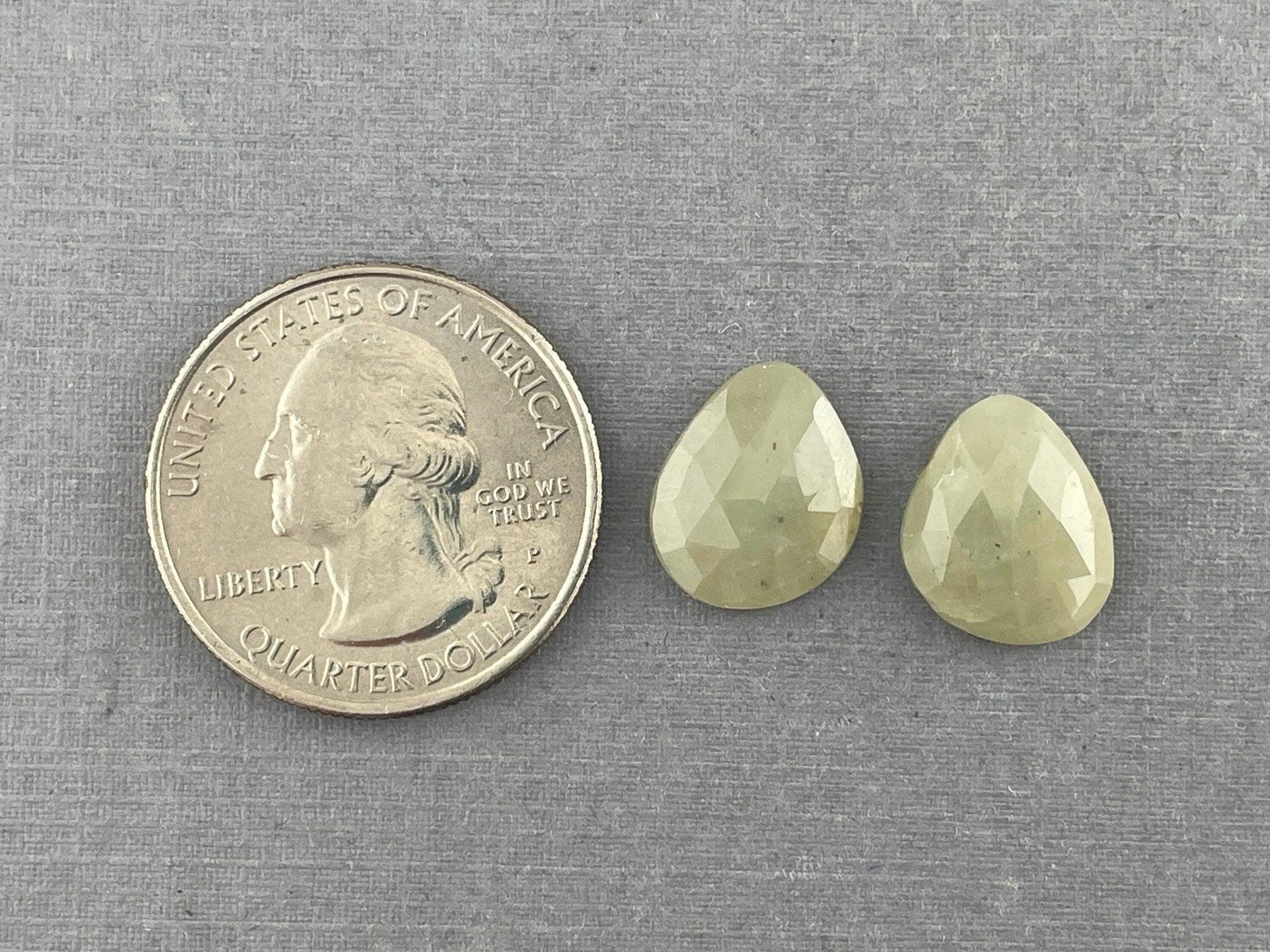 Cream Yellow Sapphire Rose Cut Pair | 13.5x11mm | Natural Loose Gemstones | SP501 - Sapphire - GemEnthusiast