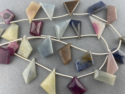 Multi Sapphire Bead Strand in Geometric Shapes | Select your Strand - - GemEnthusiast