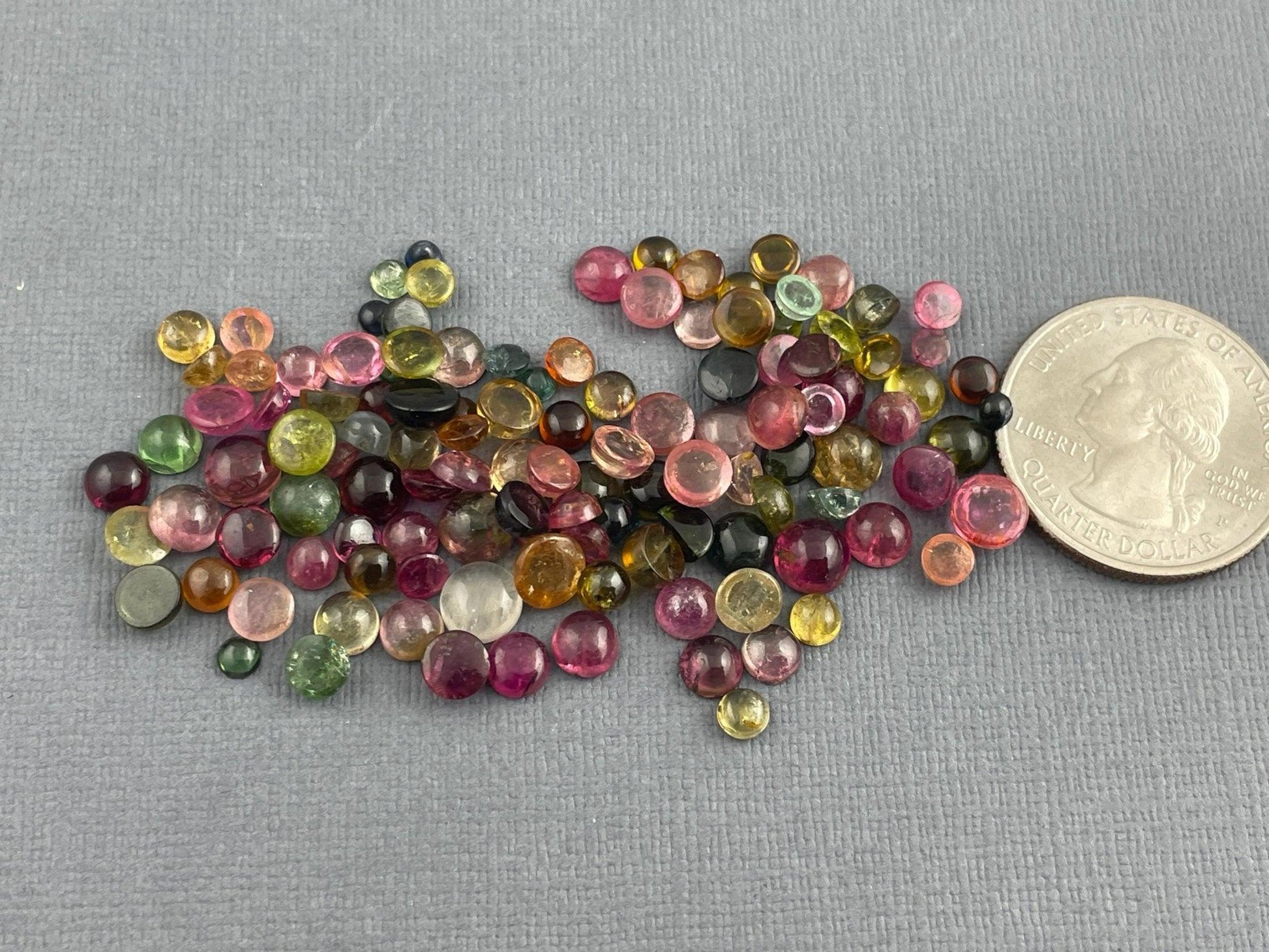 60 carats Tourmaline Round Cabochons | Small, 3mm - 6mm | Mixed Colors - Tourmaline - GemEnthusiast