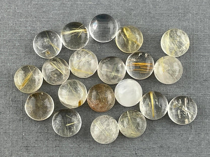 Gold Rutile Quartz Round Cabochon Lot | 20 Stones | Natural Loose Gemstone | QU517 - Rutile Quartz - GemEnthusiast
