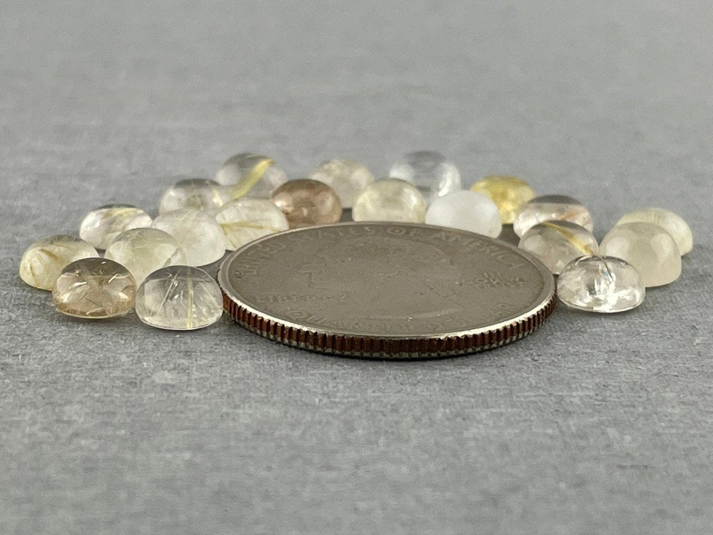 Gold Rutile Quartz Round Cabochon Lot | 20 Stones | Natural Loose Gemstone | QU517 - Rutile Quartz - GemEnthusiast