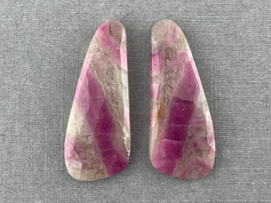 Ruby Included Quartz Pair | Rose Cut Natural Loose Gemstone | RC108 - - GemEnthusiast