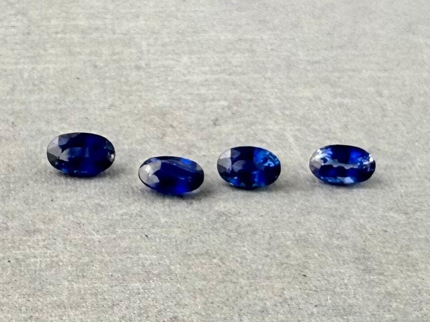 Blue Bicolor Sapphire Faceted Ovals | 5x3 mm | 4 Stones per Lot - Blue Sapphire - GemEnthusiast