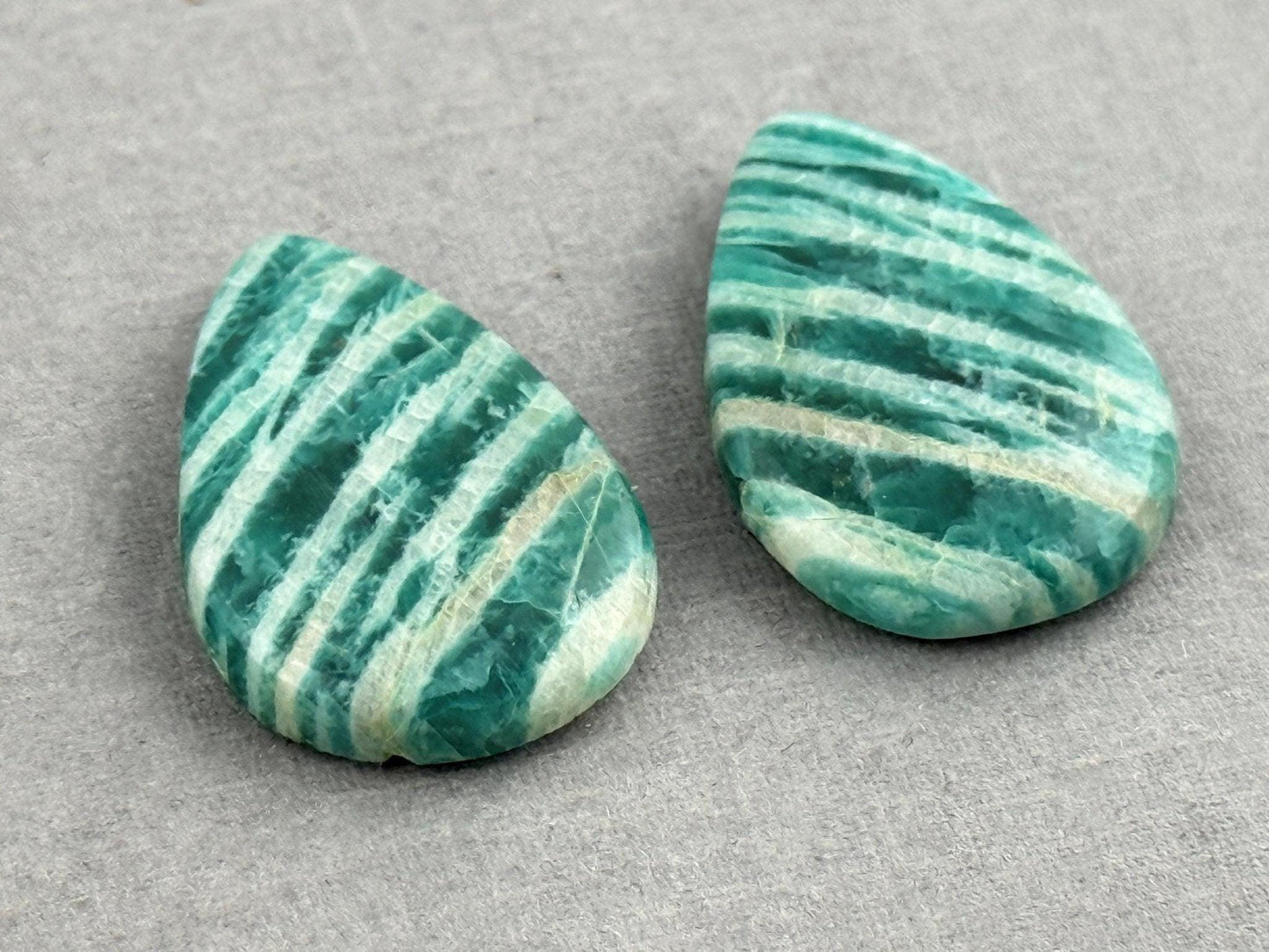 Amazonite Matched Pair Pear Cabochons | 21x14x4 | Natural Loose Gemstone | AMZ225 - Amazonite - GemEnthusiast
