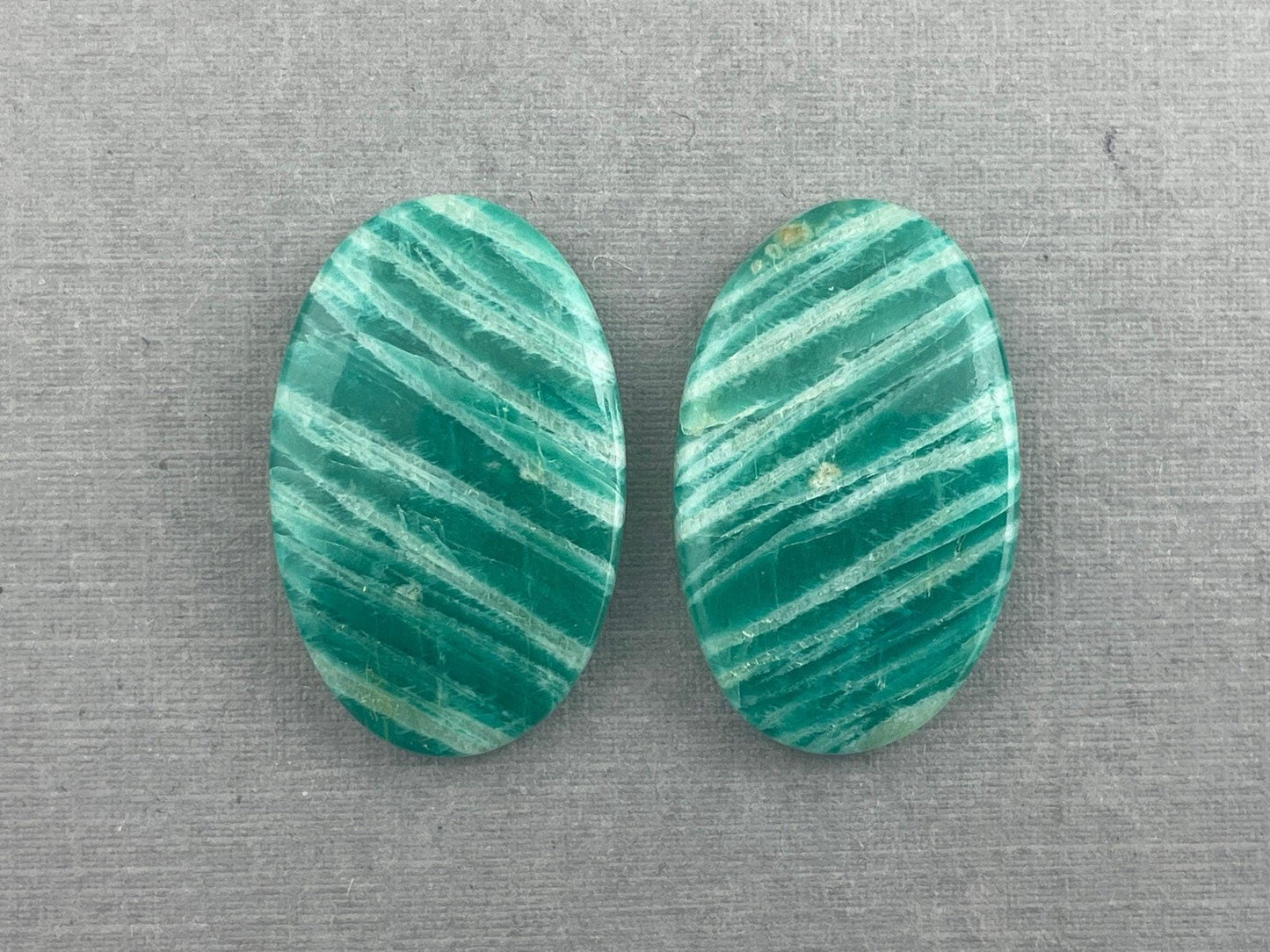 Amazonite Matched Pair Oval Cabochons | Natural Loose Gemstone | AMZ222 - Amazonite - GemEnthusiast