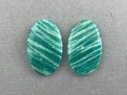 Amazonite Matched Pair Oval Cabochons | Natural Loose Gemstone | AMZ222 - Amazonite - GemEnthusiast
