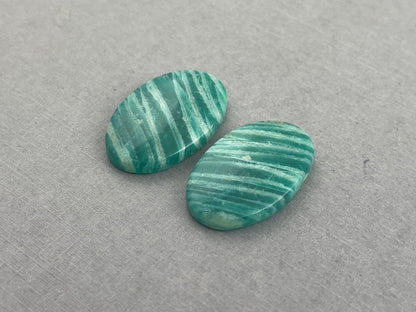 Amazonite Matched Pair Oval Cabochons | Natural Loose Gemstone | AMZ222 - Amazonite - GemEnthusiast