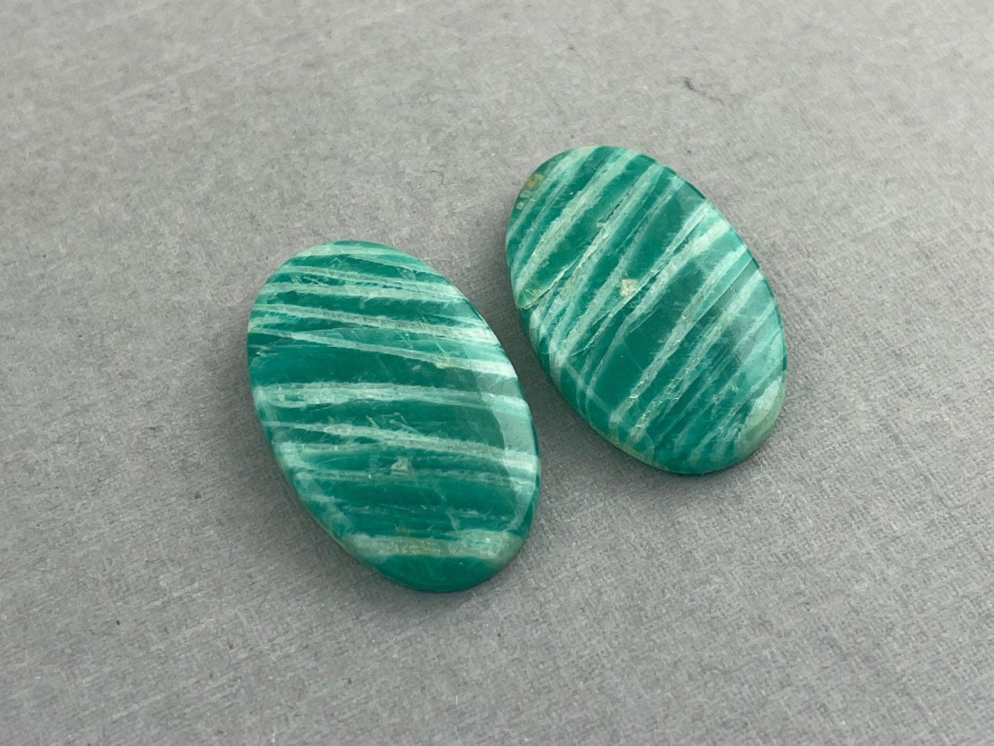 Amazonite Matched Pair Oval Cabochons | Natural Loose Gemstone | AMZ222 - Amazonite - GemEnthusiast