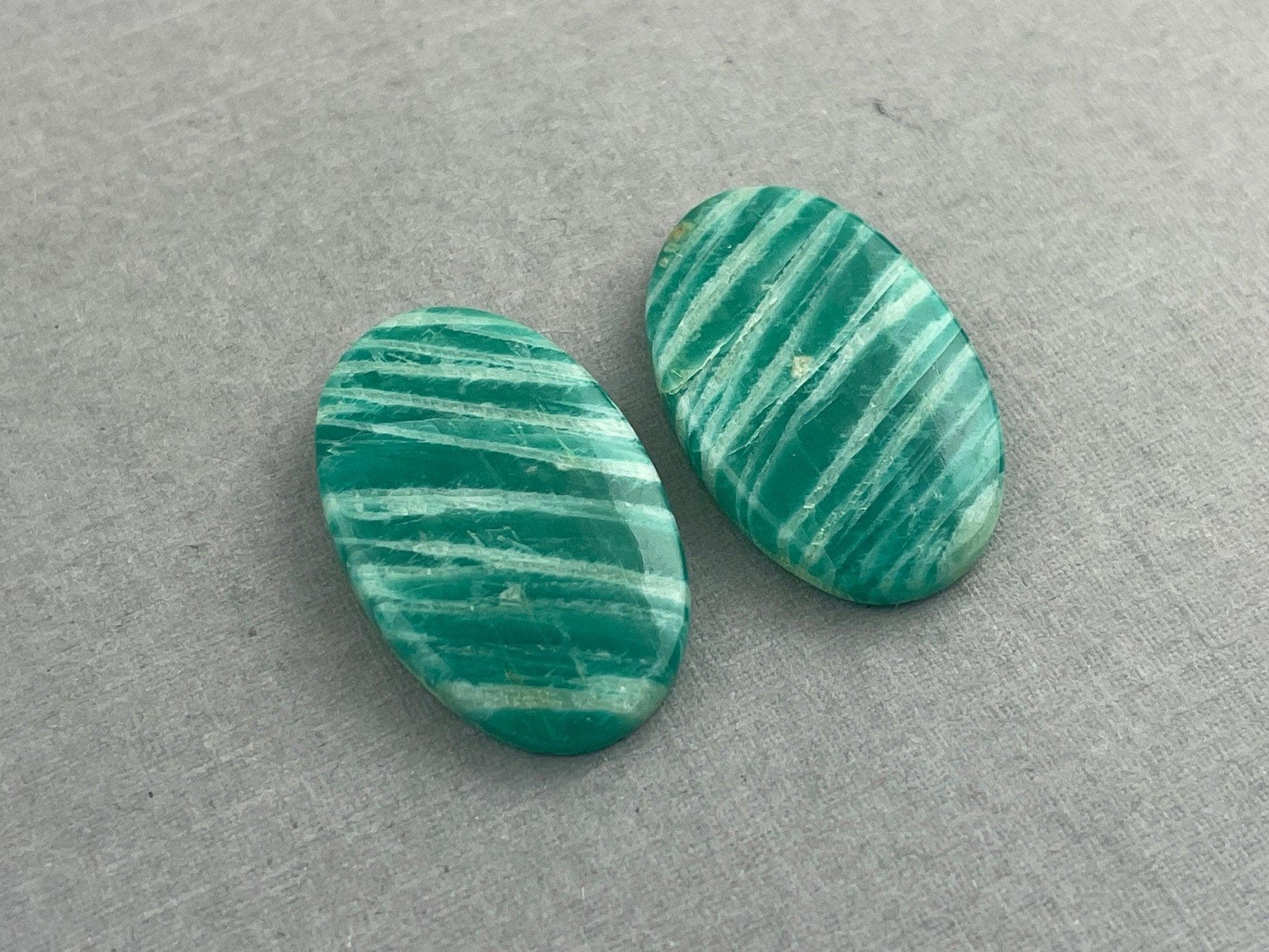 Amazonite Matched Pair Oval Cabochons | Natural Loose Gemstone | AMZ222 - Amazonite - GemEnthusiast