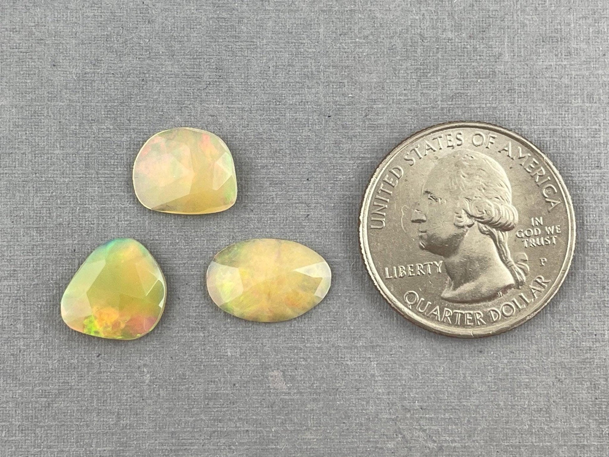 Yellow Ethiopian Opals with Fire | Rose Cut Natural Loose Gemstone Lot | 4.27 carats | OP481 - Ethiopian Opal - GemEnthusiast