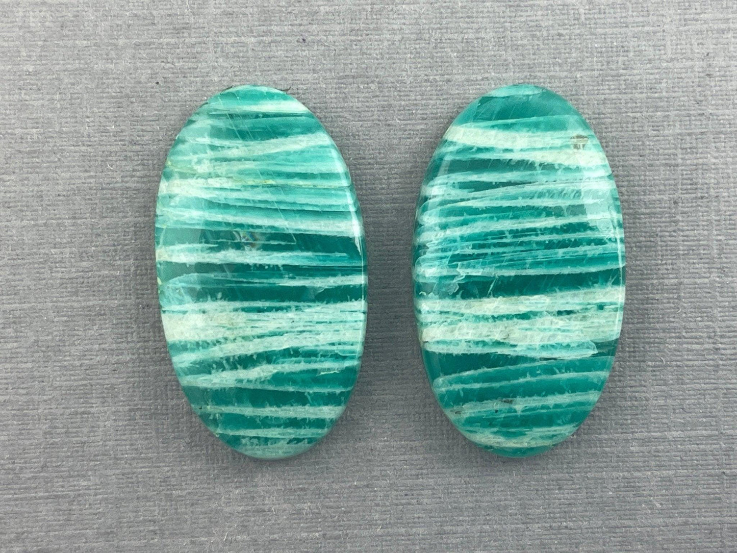 Amazonite Matched Pair Oval Cabochons | Natural Loose Gemstone | AMZ218 - Amazonite - GemEnthusiast