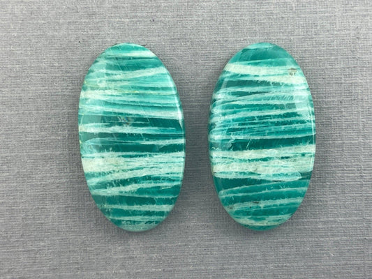 Amazonite Matched Pair Oval Cabochons | Natural Loose Gemstone | AMZ218 - Amazonite - GemEnthusiast