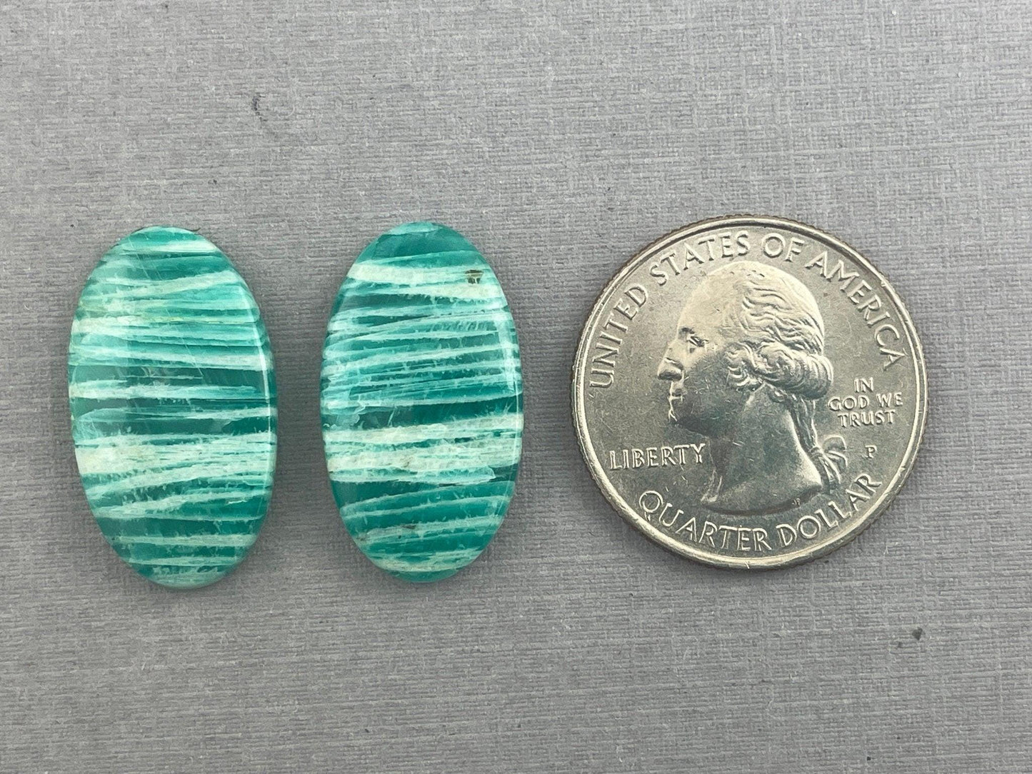 Amazonite Matched Pair Oval Cabochons | Natural Loose Gemstone | AMZ218 - Amazonite - GemEnthusiast