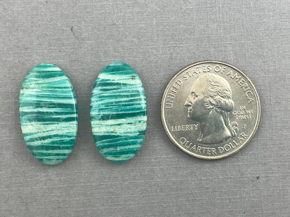 Amazonite Matched Pair Oval Cabochons | Natural Loose Gemstone | AMZ218 - Amazonite - GemEnthusiast