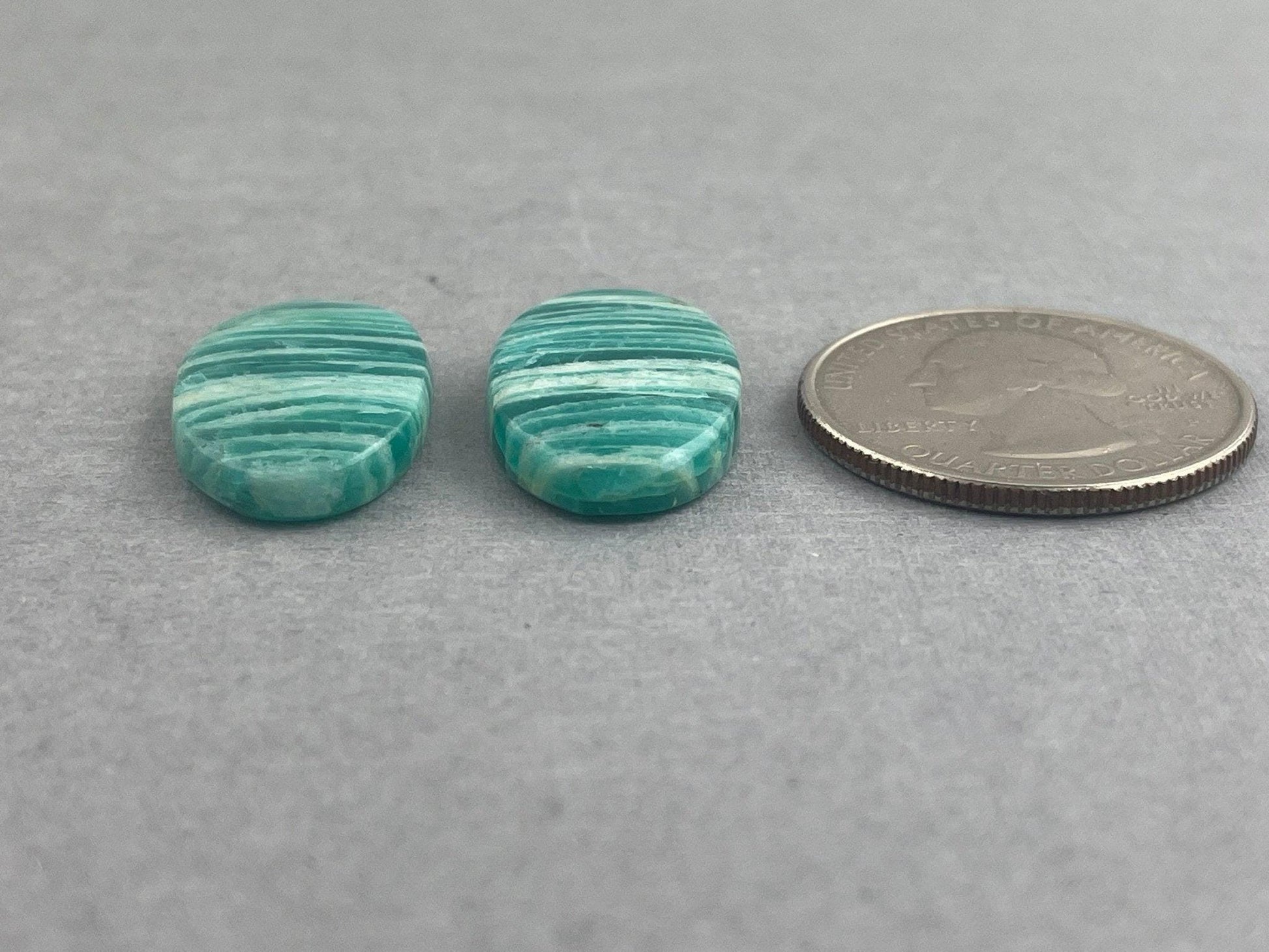 Amazonite Matched Pair Oval Cabochons | Natural Loose Gemstone | AMZ218 - Amazonite - GemEnthusiast