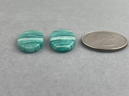 Amazonite Matched Pair Oval Cabochons | Natural Loose Gemstone | AMZ218 - Amazonite - GemEnthusiast