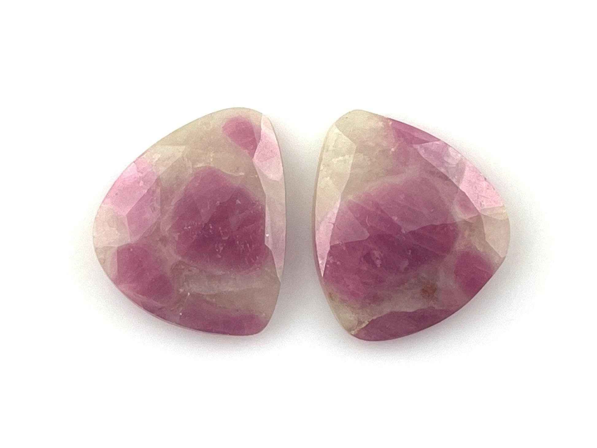 Ruby Included Quartz Pair | Rose Cut Natural Loose Gemstone | RC105 - - GemEnthusiast