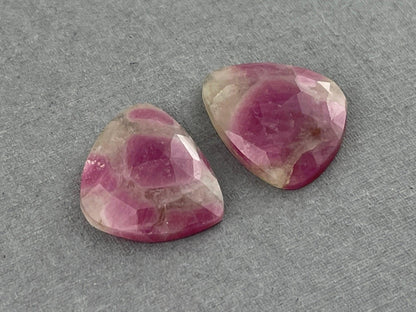 Ruby Included Quartz Pair | Rose Cut Natural Loose Gemstone | RC105 - - GemEnthusiast