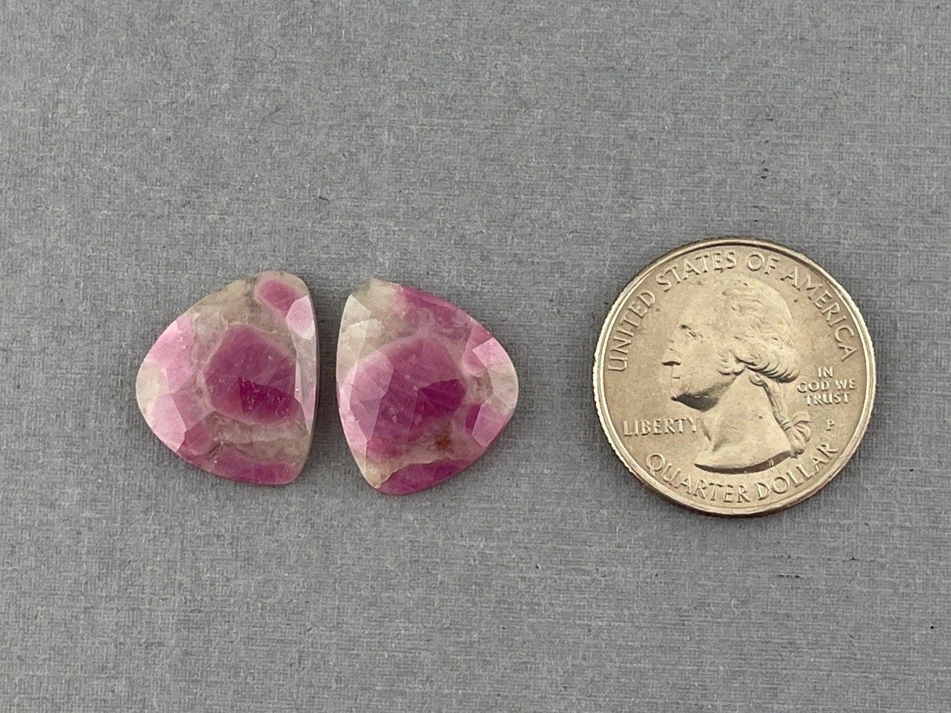Ruby Included Quartz Pair | Rose Cut Natural Loose Gemstone | RC105 - - GemEnthusiast