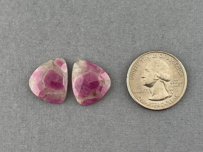 Ruby Included Quartz Pair | Rose Cut Natural Loose Gemstone | RC105 - - GemEnthusiast
