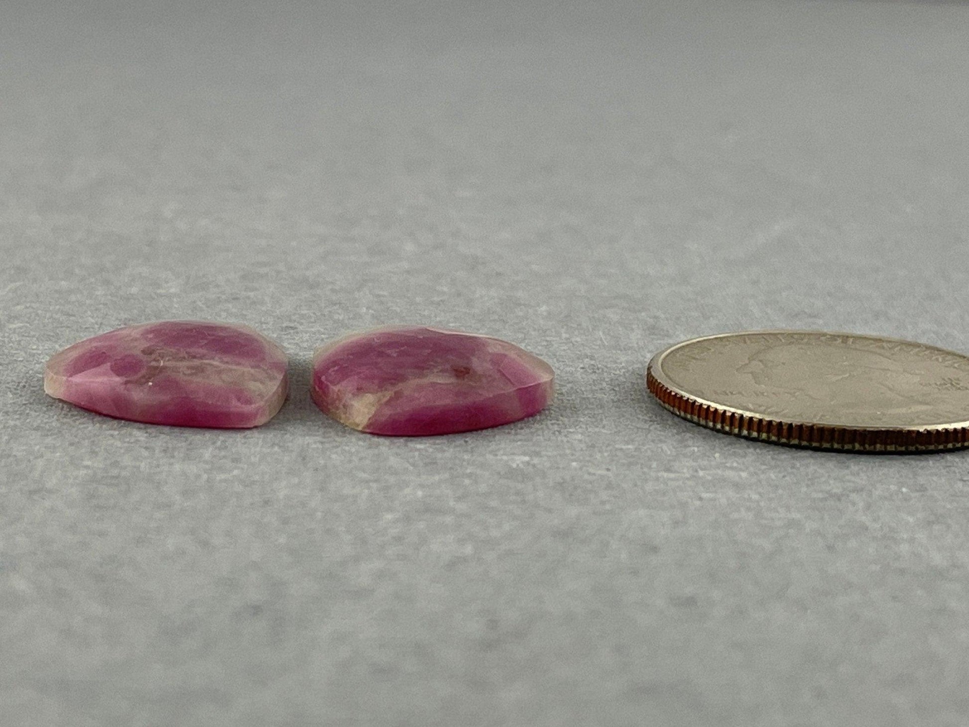 Ruby Included Quartz Pair | Rose Cut Natural Loose Gemstone | RC105 - - GemEnthusiast